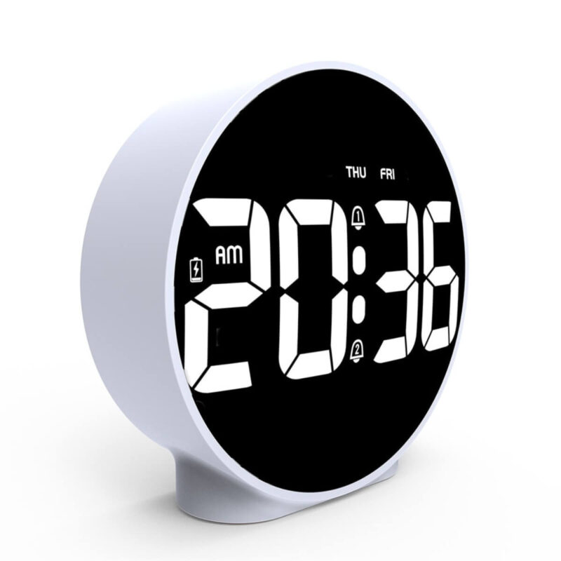 Fehér LED Digitális ébresztőóra hőmérséklet kijelzéssel